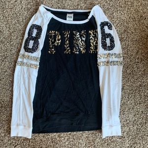 Victoria’s Secret Black & White Sequin Long Sleeve